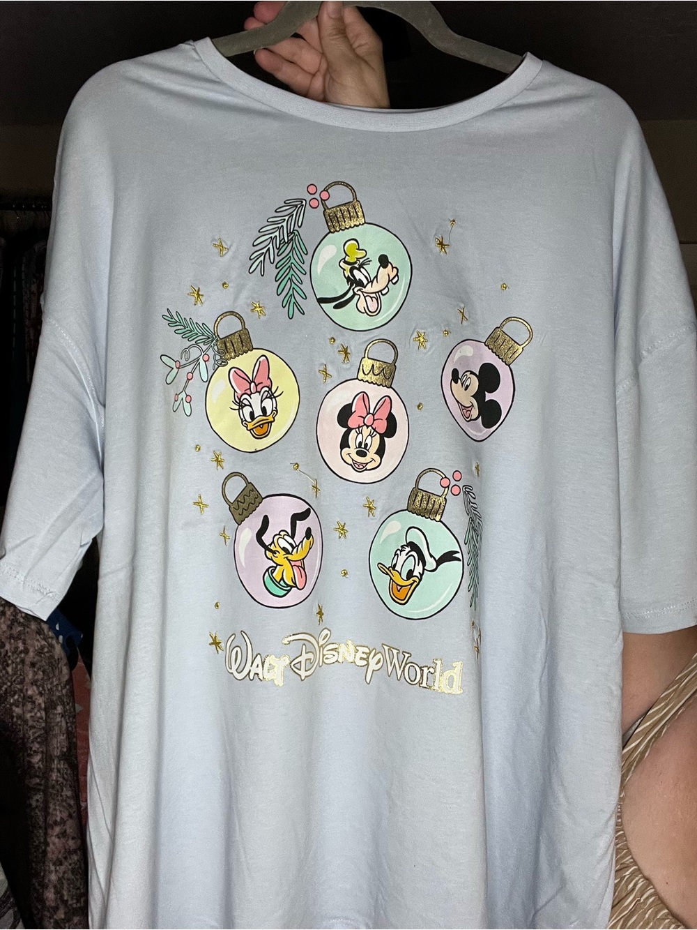 Disney Light Blue Holiday Ornament Character Tee